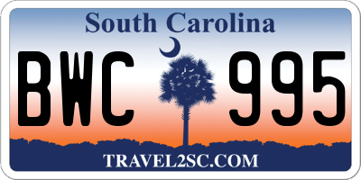 SC license plate BWC995