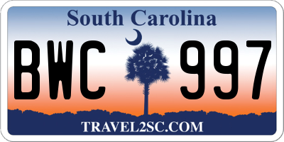 SC license plate BWC997