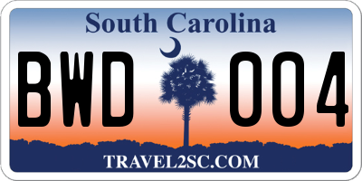 SC license plate BWD004