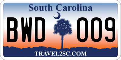SC license plate BWD009
