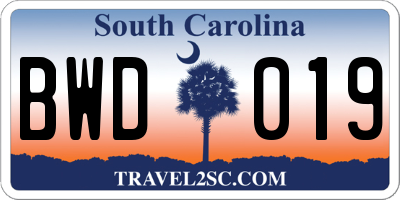 SC license plate BWD019