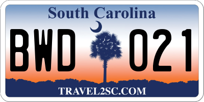 SC license plate BWD021