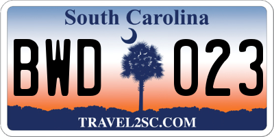 SC license plate BWD023