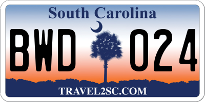 SC license plate BWD024