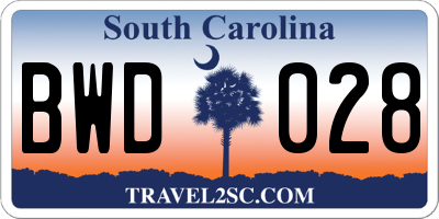 SC license plate BWD028