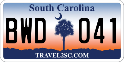 SC license plate BWD041