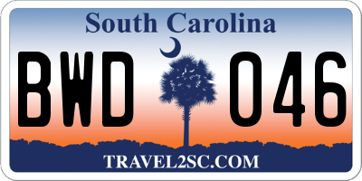 SC license plate BWD046