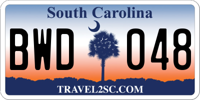 SC license plate BWD048