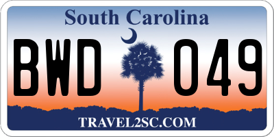 SC license plate BWD049