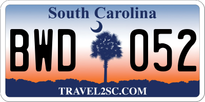 SC license plate BWD052