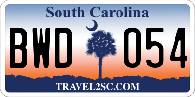 SC license plate BWD054