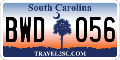 SC license plate BWD056