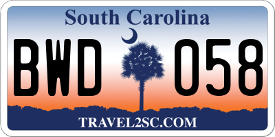 SC license plate BWD058