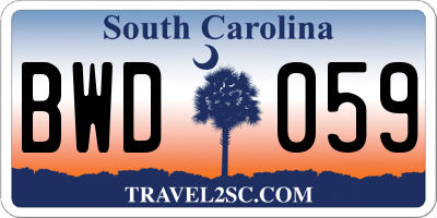 SC license plate BWD059
