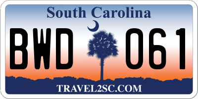 SC license plate BWD061