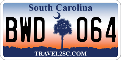 SC license plate BWD064