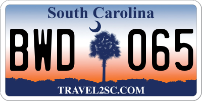 SC license plate BWD065