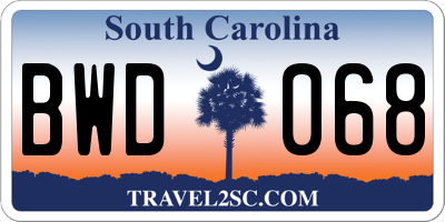 SC license plate BWD068