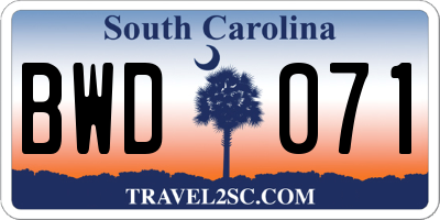 SC license plate BWD071