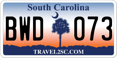 SC license plate BWD073