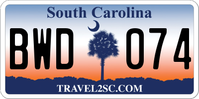 SC license plate BWD074