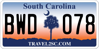SC license plate BWD078