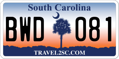 SC license plate BWD081