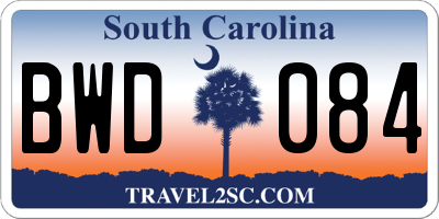 SC license plate BWD084