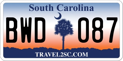 SC license plate BWD087