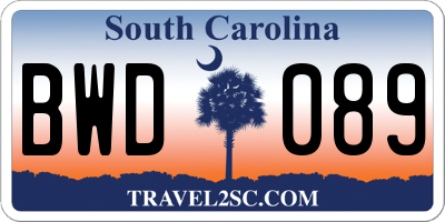SC license plate BWD089