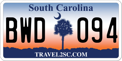 SC license plate BWD094