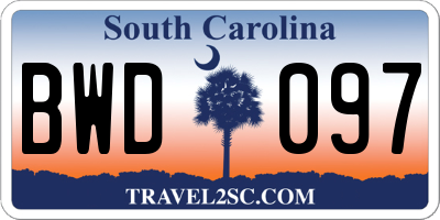 SC license plate BWD097