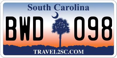 SC license plate BWD098