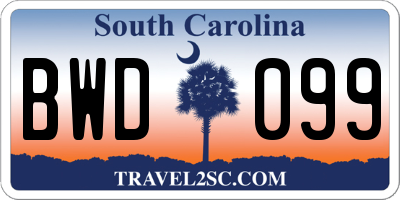 SC license plate BWD099