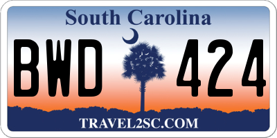 SC license plate BWD424