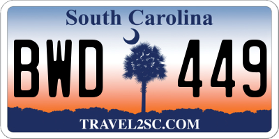 SC license plate BWD449