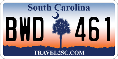 SC license plate BWD461