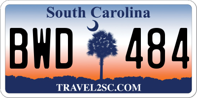 SC license plate BWD484