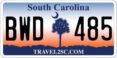 SC license plate BWD485