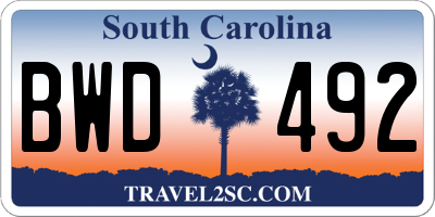 SC license plate BWD492