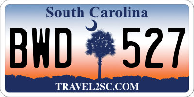SC license plate BWD527