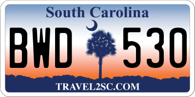 SC license plate BWD530
