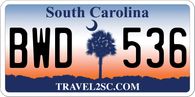 SC license plate BWD536