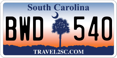 SC license plate BWD540