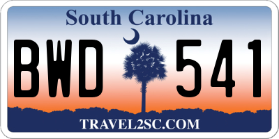 SC license plate BWD541