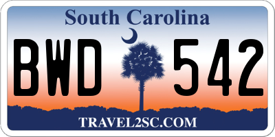 SC license plate BWD542