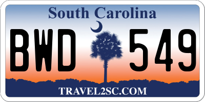 SC license plate BWD549