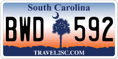 SC license plate BWD592