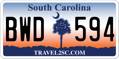 SC license plate BWD594