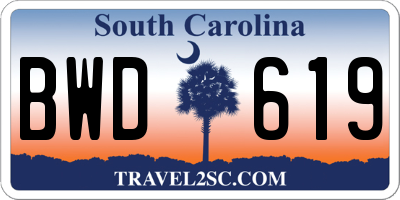 SC license plate BWD619